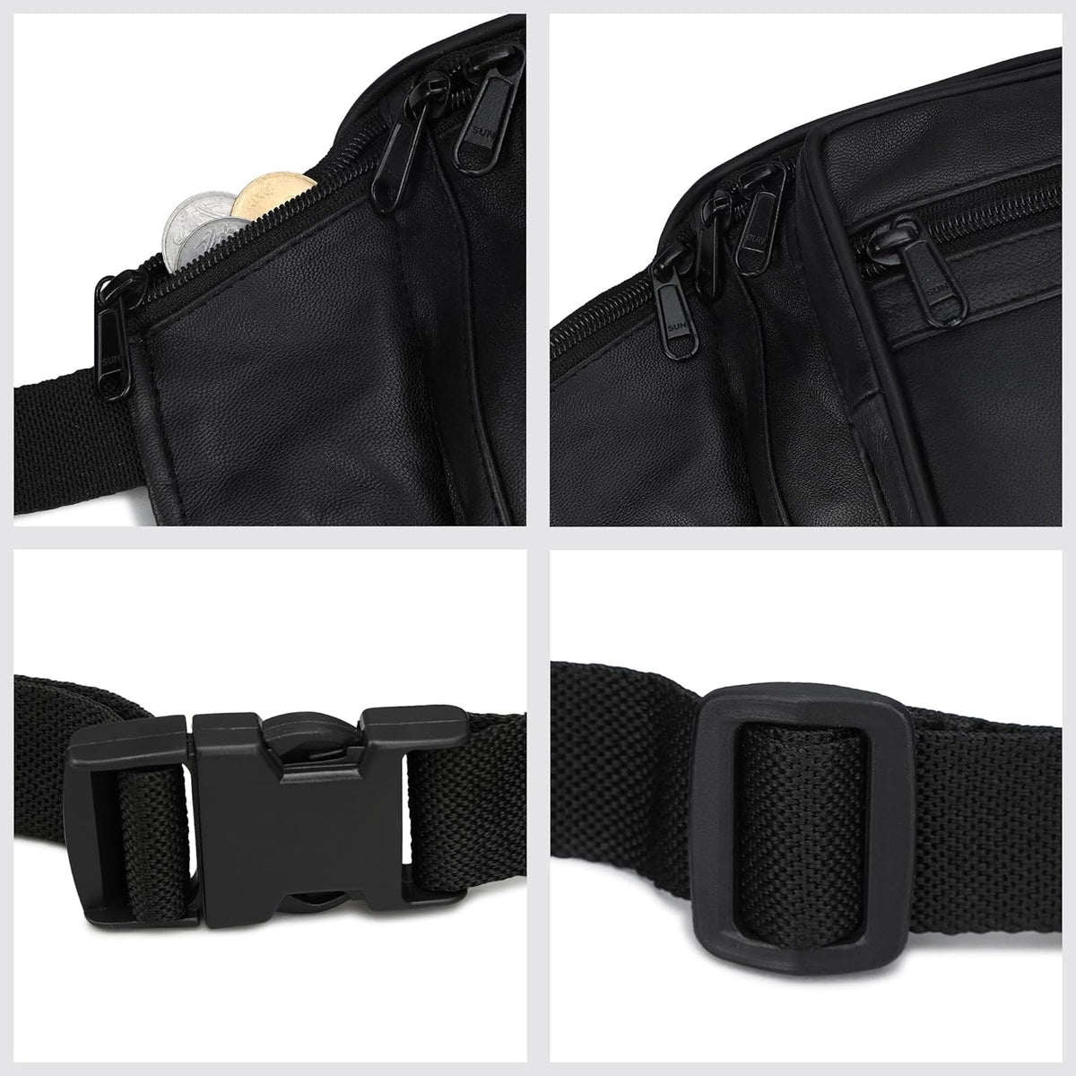 Leatherboss Genuine Leather Travel Fanny Pack Waist Belt Bag Pouch for men women, Cherry
