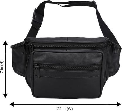 Leatherboss Genuine Leather Travel Fanny Pack Waist Belt Bag Pouch for men women, Cherry