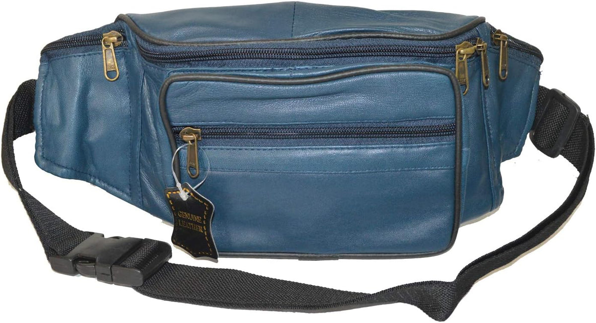 Leatherboss Genuine Leather Travel Fanny Pack Waist Belt Bag Pouch for men women, Cherry