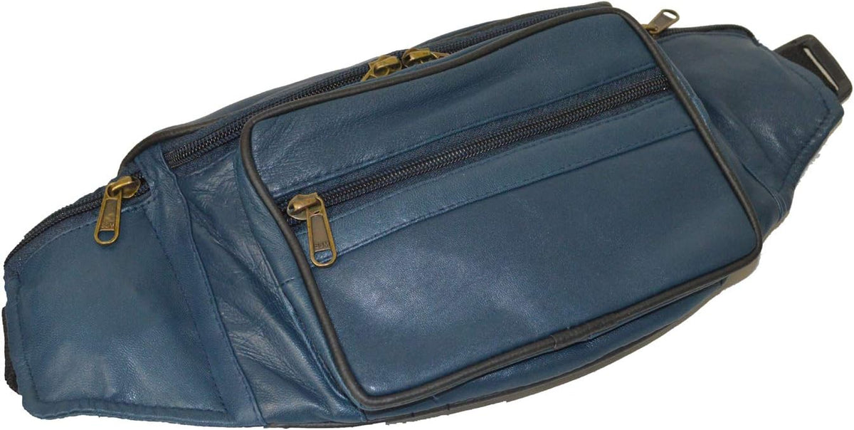 Leatherboss Genuine Leather Travel Fanny Pack Waist Belt Bag Pouch for men women, Cherry