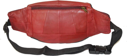 Leatherboss Genuine Leather Travel Fanny Pack Waist Belt Bag Pouch for men women, Cherry