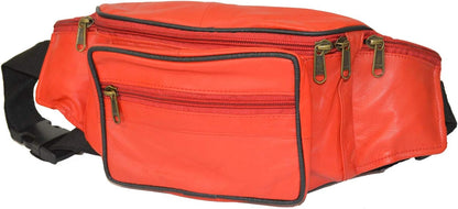 Leatherboss Genuine Leather Travel Fanny Pack Waist Belt Bag Pouch for men women, Cherry