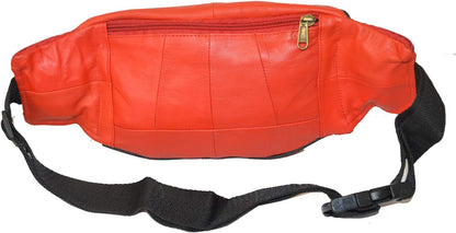 Leatherboss Genuine Leather Travel Fanny Pack Waist Belt Bag Pouch for men women, Cherry
