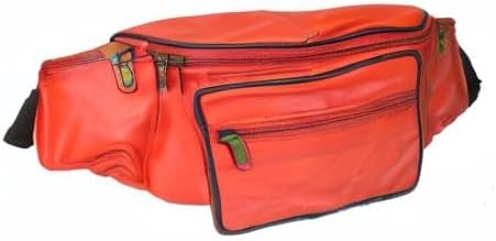 Leatherboss Genuine Leather Travel Fanny Pack Waist Belt Bag Pouch for men women, Cherry