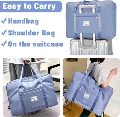 Travel Bag for Women Expandable Weekender Overnight Bag Carry on Sports Tote Gym Bag Waterproof Foldable Duffel Bag (Purple)
