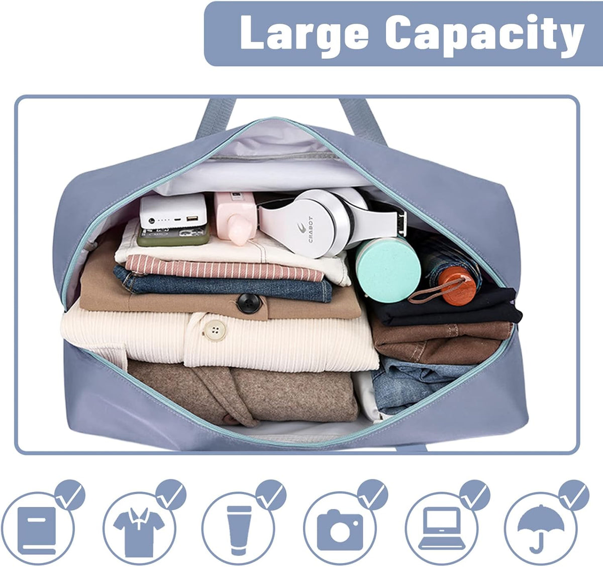 Travel Bag for Women Expandable Weekender Overnight Bag Carry on Sports Tote Gym Bag Waterproof Foldable Duffel Bag (Purple)