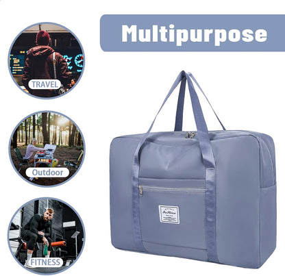 Travel Bag for Women Expandable Weekender Overnight Bag Carry on Sports Tote Gym Bag Waterproof Foldable Duffel Bag (Purple)