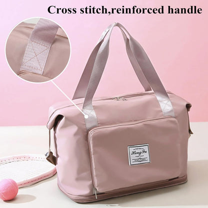 Travel Bag for Women Expandable Weekender Overnight Bag Carry on Sports Tote Gym Bag Waterproof Foldable Duffel Bag (Purple)