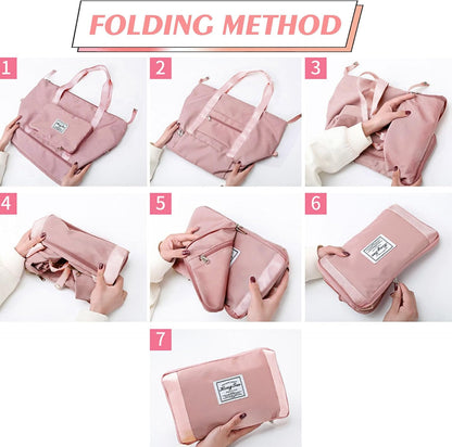 Travel Bag for Women Expandable Weekender Overnight Bag Carry on Sports Tote Gym Bag Waterproof Foldable Duffel Bag (Purple)