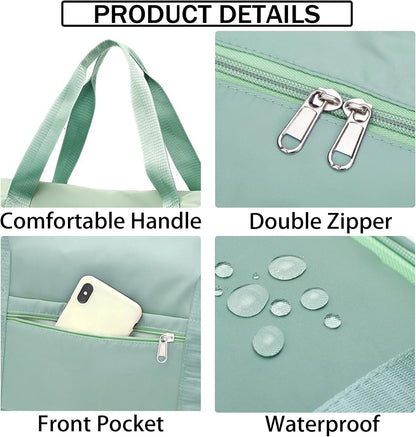 Travel Bag for Women Expandable Weekender Overnight Bag Carry on Sports Tote Gym Bag Waterproof Foldable Duffel Bag (Purple)
