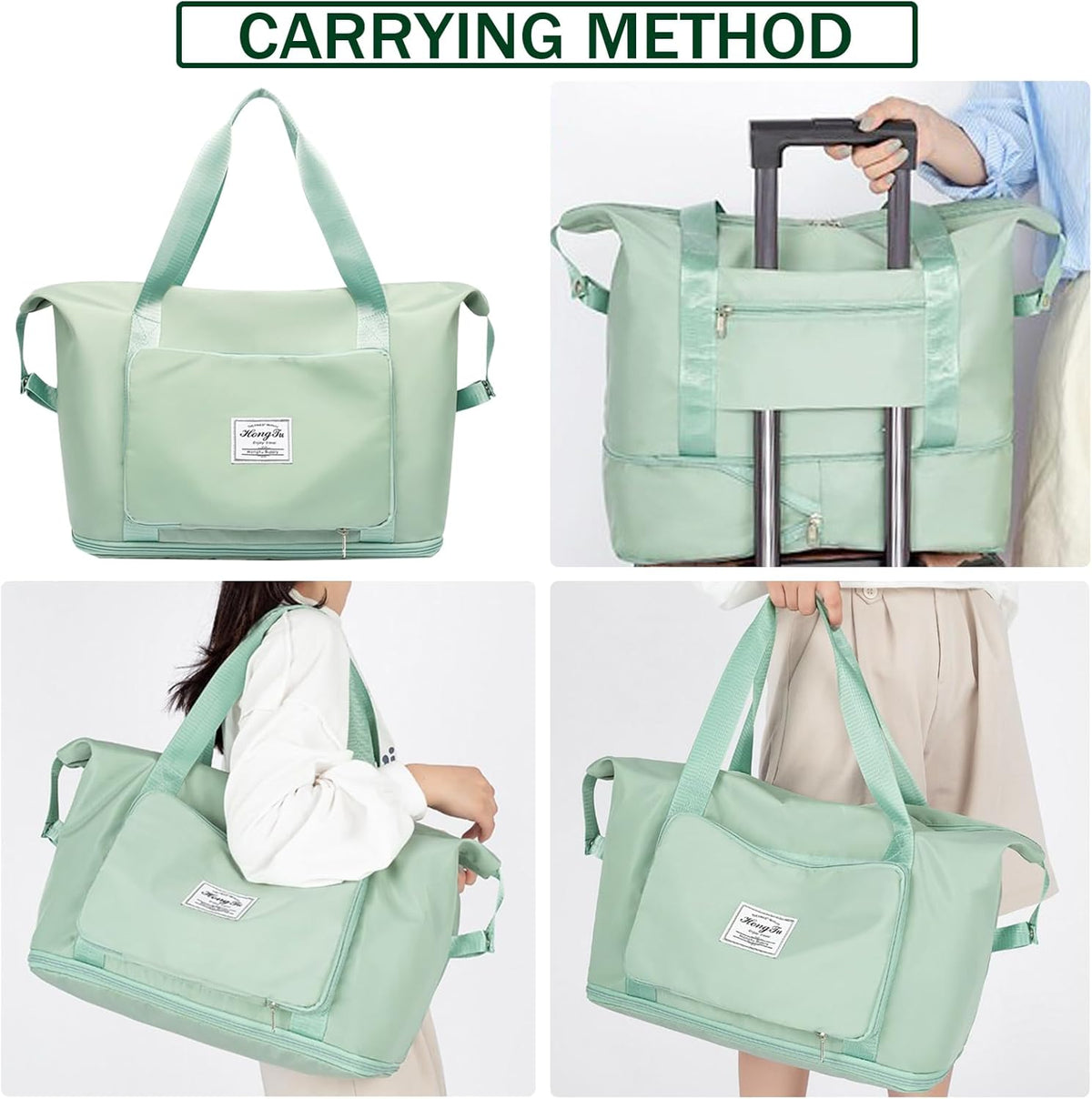 Travel Bag for Women Expandable Weekender Overnight Bag Carry on Sports Tote Gym Bag Waterproof Foldable Duffel Bag (Purple)