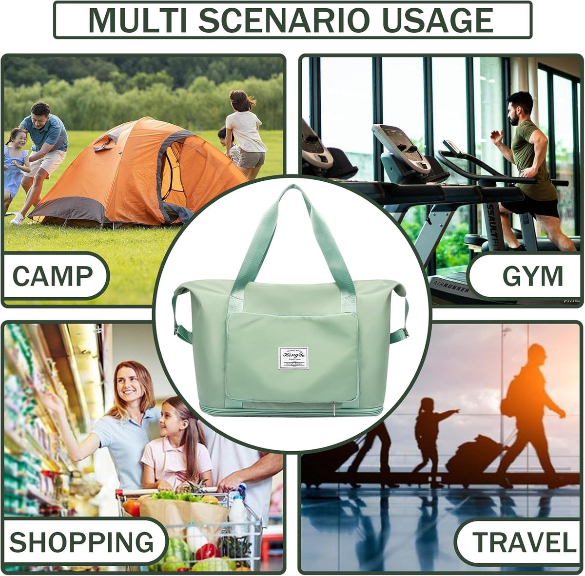 Travel Bag for Women Expandable Weekender Overnight Bag Carry on Sports Tote Gym Bag Waterproof Foldable Duffel Bag (Purple)