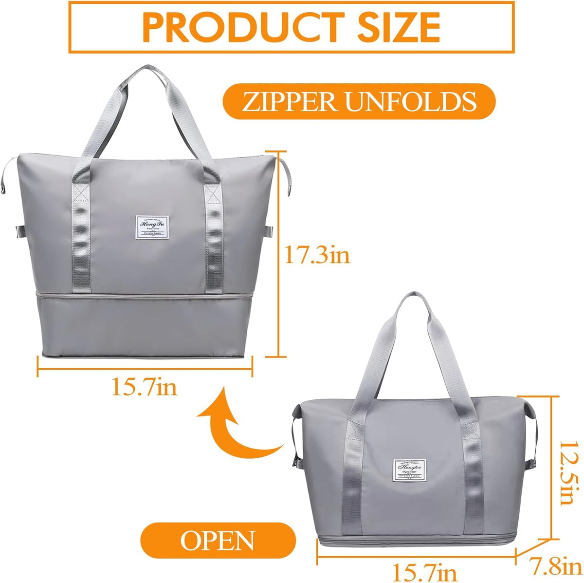 Travel Bag for Women Expandable Weekender Overnight Bag Carry on Sports Tote Gym Bag Waterproof Foldable Duffel Bag (Purple)
