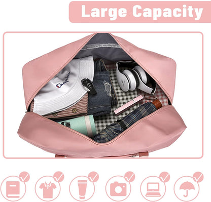 Travel Bag for Women Expandable Weekender Overnight Bag Carry on Sports Tote Gym Bag Waterproof Foldable Duffel Bag (Purple)