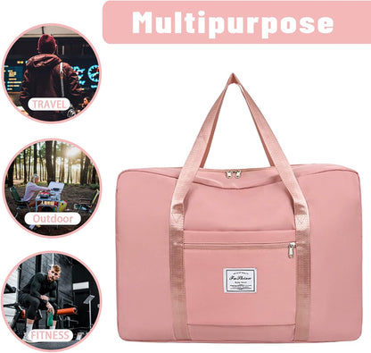Travel Bag for Women Expandable Weekender Overnight Bag Carry on Sports Tote Gym Bag Waterproof Foldable Duffel Bag (Purple)