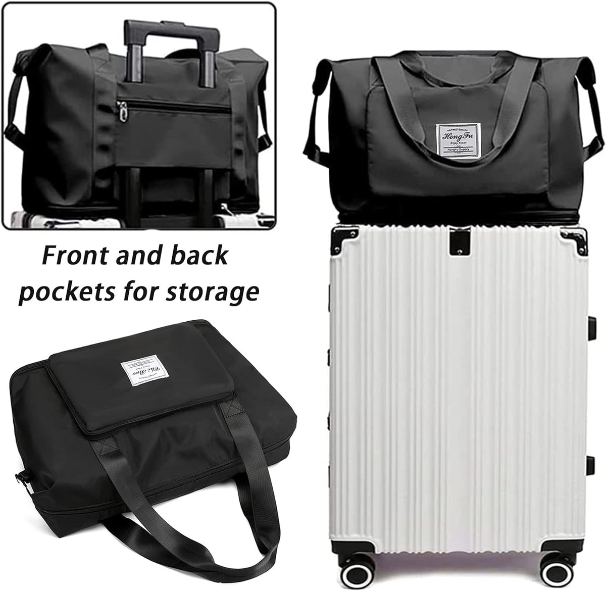 Travel Bag for Women Expandable Weekender Overnight Bag Carry on Sports Tote Gym Bag Waterproof Foldable Duffel Bag (Purple)