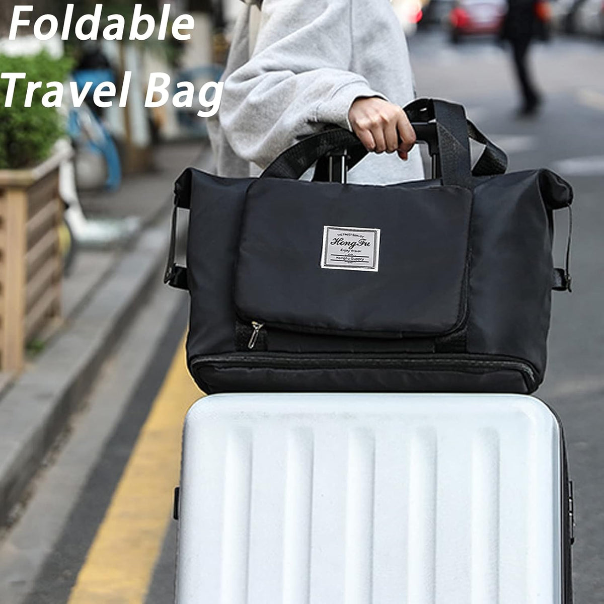 Travel Bag for Women Expandable Weekender Overnight Bag Carry on Sports Tote Gym Bag Waterproof Foldable Duffel Bag (Purple)