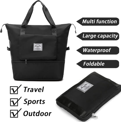 Travel Bag for Women Expandable Weekender Overnight Bag Carry on Sports Tote Gym Bag Waterproof Foldable Duffel Bag (Purple)