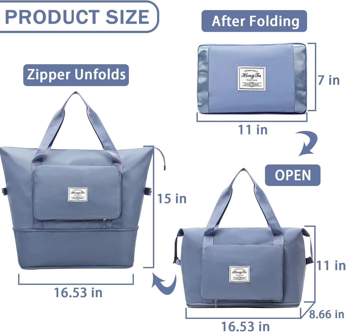 Travel Bag for Women Expandable Weekender Overnight Bag Carry on Sports Tote Gym Bag Waterproof Foldable Duffel Bag (Purple)