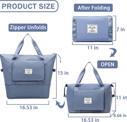 Travel Bag for Women Expandable Weekender Overnight Bag Carry on Sports Tote Gym Bag Waterproof Foldable Duffel Bag (Purple)