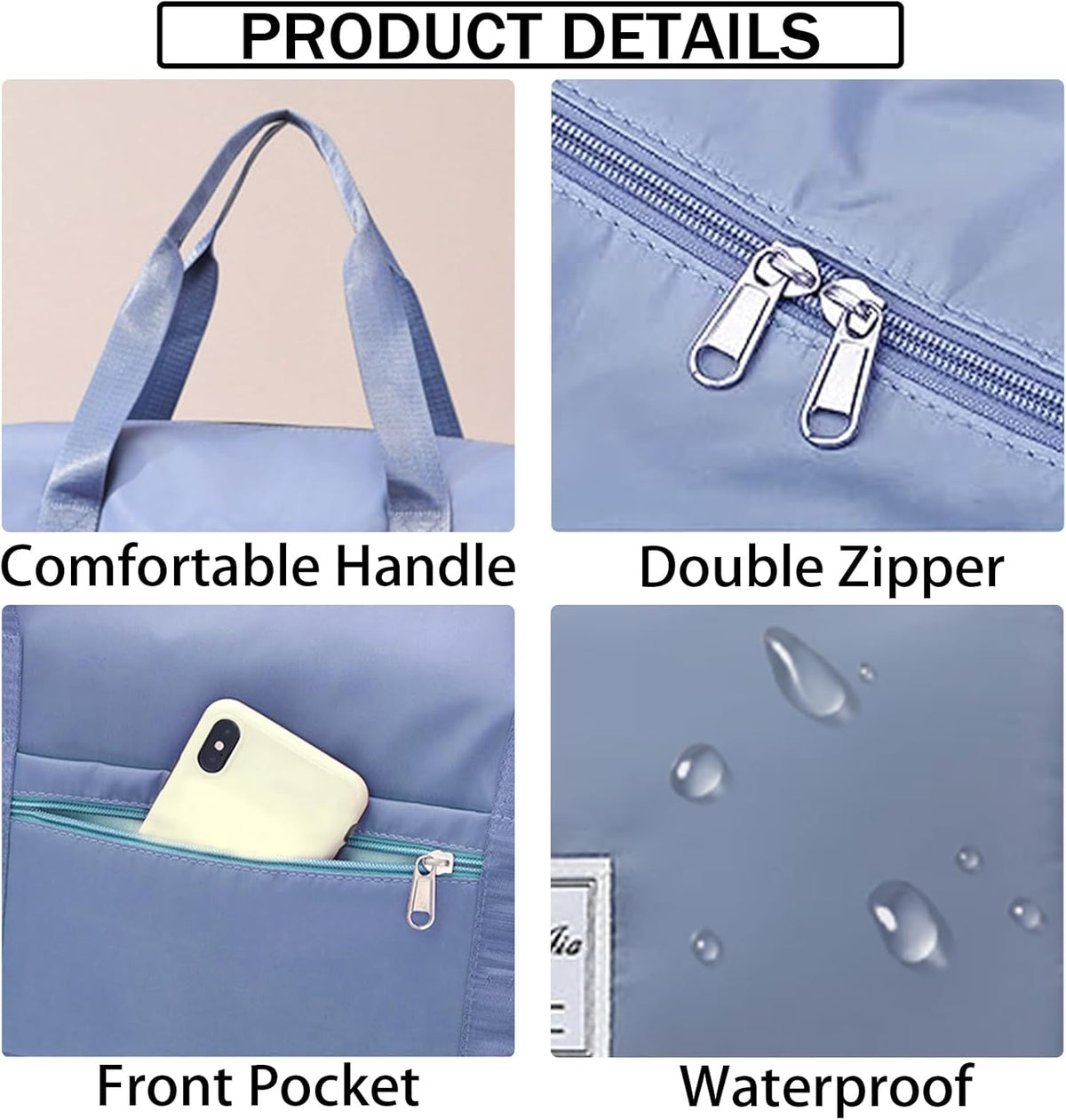 Travel Bag for Women Expandable Weekender Overnight Bag Carry on Sports Tote Gym Bag Waterproof Foldable Duffel Bag (Purple)