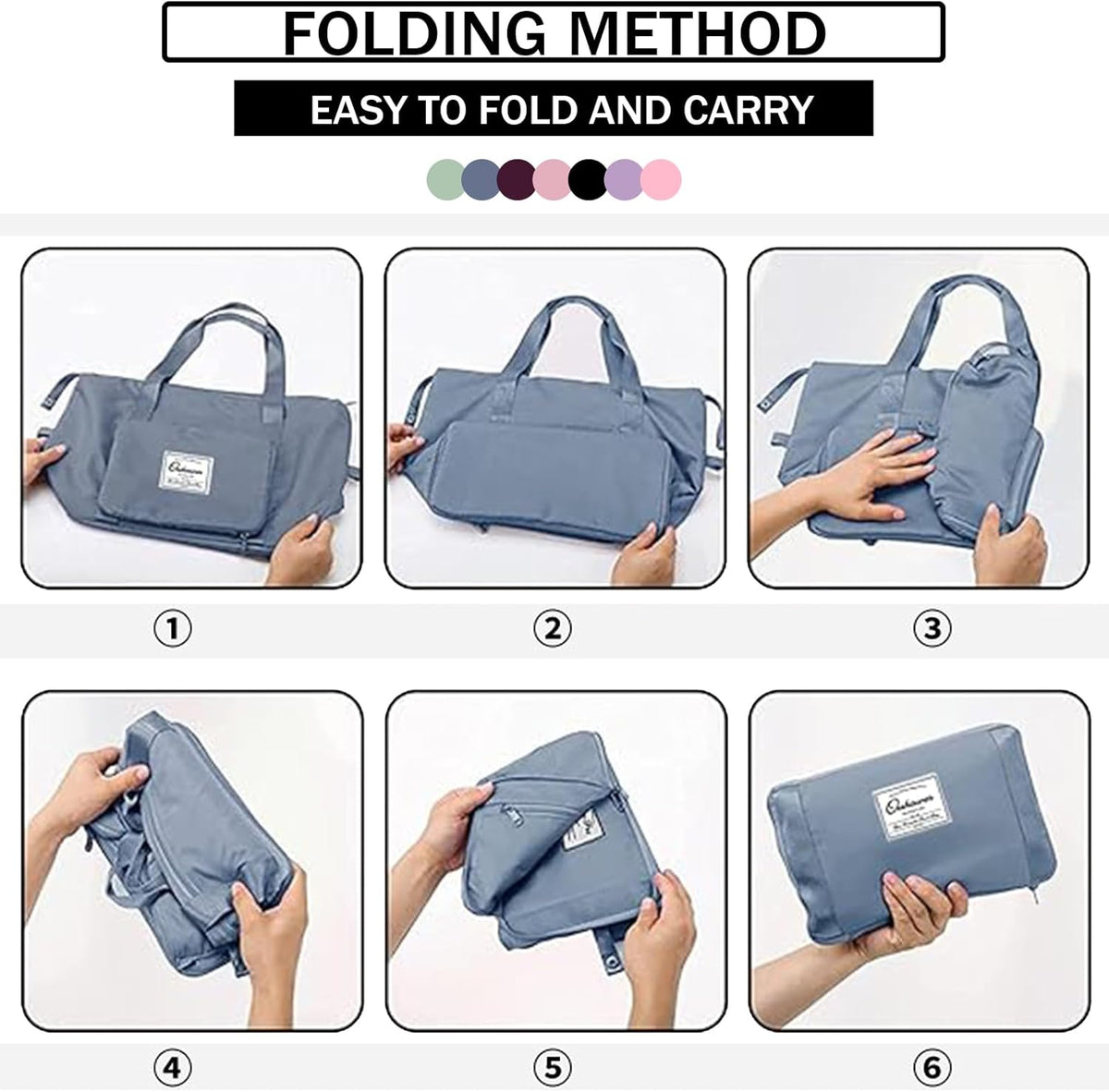Travel Bag for Women Expandable Weekender Overnight Bag Carry on Sports Tote Gym Bag Waterproof Foldable Duffel Bag (Purple)