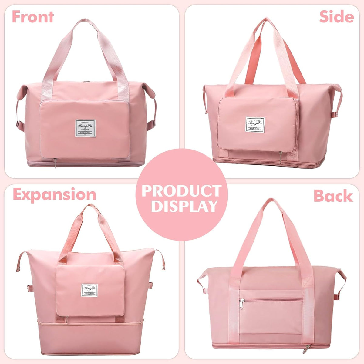Travel Bag for Women Expandable Weekender Overnight Bag Carry on Sports Tote Gym Bag Waterproof Foldable Duffel Bag (Purple)