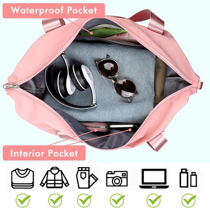 Travel Bag for Women Expandable Weekender Overnight Bag Carry on Sports Tote Gym Bag Waterproof Foldable Duffel Bag (Purple)