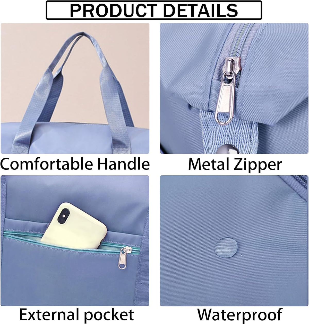 Travel Bag for Women Expandable Weekender Overnight Bag Carry on Sports Tote Gym Bag Waterproof Foldable Duffel Bag (Purple)