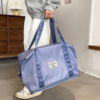 Travel Bag for Women Expandable Weekender Overnight Bag Carry on Sports Tote Gym Bag Waterproof Foldable Duffel Bag (Purple)