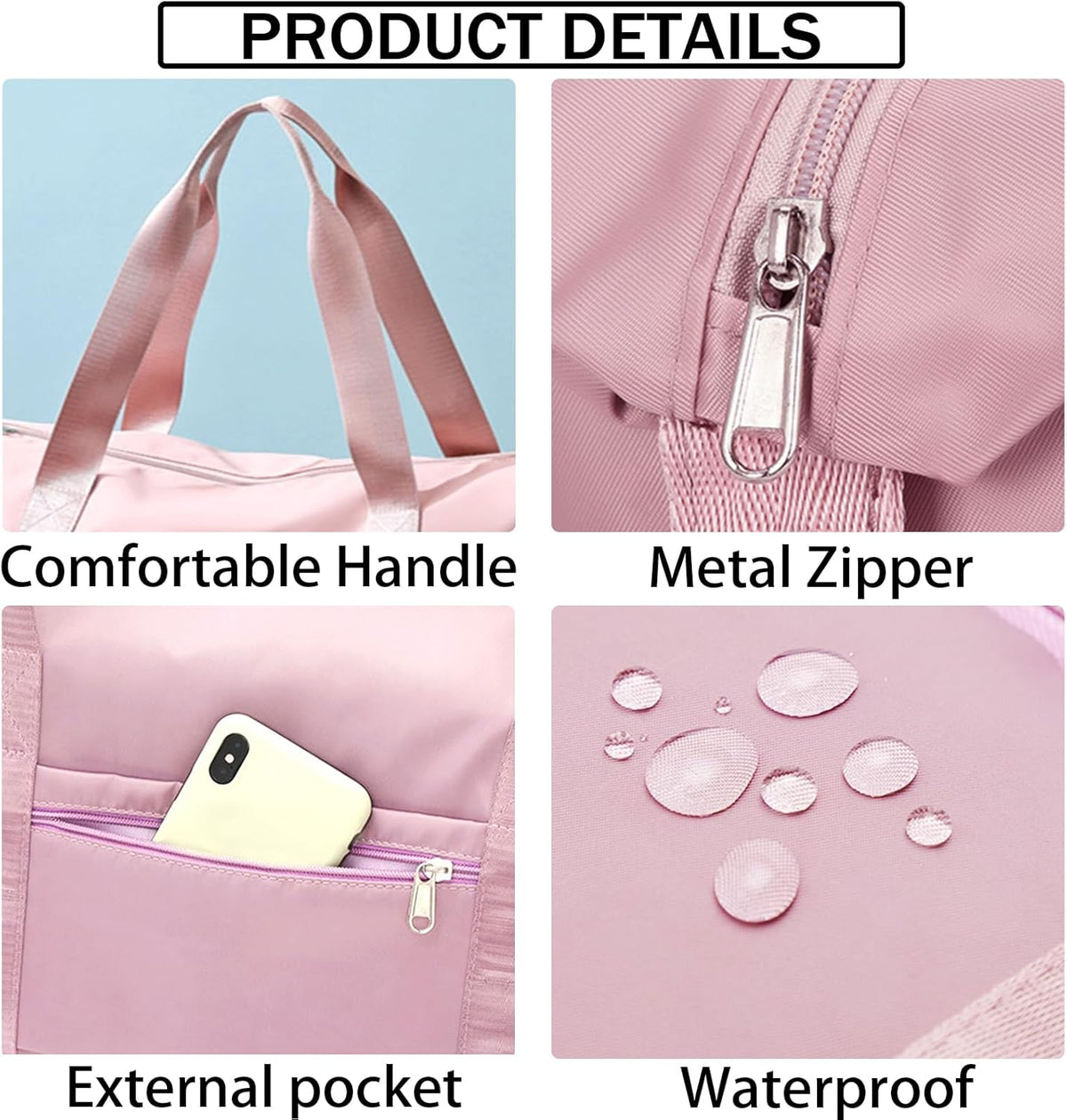 Travel Bag for Women Expandable Weekender Overnight Bag Carry on Sports Tote Gym Bag Waterproof Foldable Duffel Bag (Purple)