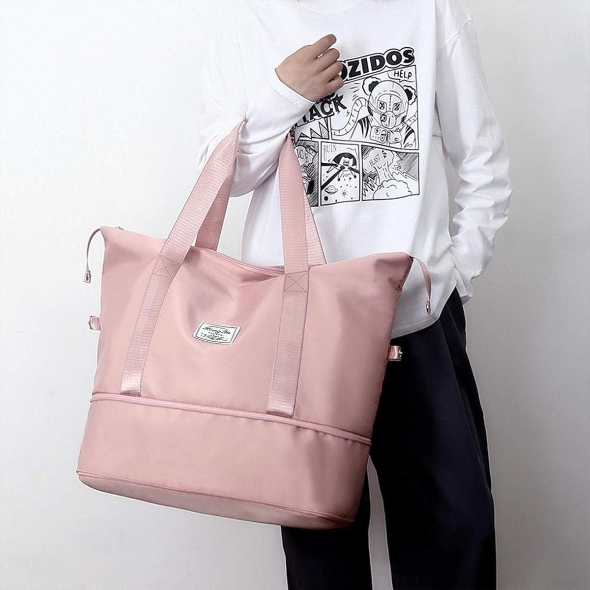 Travel Bag for Women Expandable Weekender Overnight Bag Carry on Sports Tote Gym Bag Waterproof Foldable Duffel Bag (Purple)