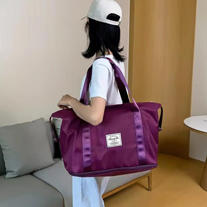 Travel Bag for Women Expandable Weekender Overnight Bag Carry on Sports Tote Gym Bag Waterproof Foldable Duffel Bag (Purple)