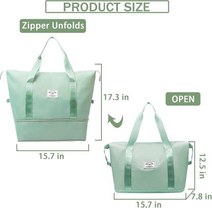 Travel Bag for Women Expandable Weekender Overnight Bag Carry on Sports Tote Gym Bag Waterproof Foldable Duffel Bag (Purple)