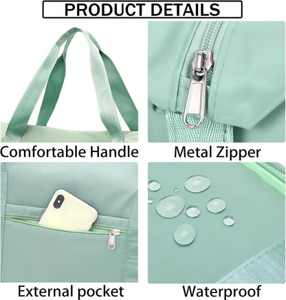 Travel Bag for Women Expandable Weekender Overnight Bag Carry on Sports Tote Gym Bag Waterproof Foldable Duffel Bag (Purple)