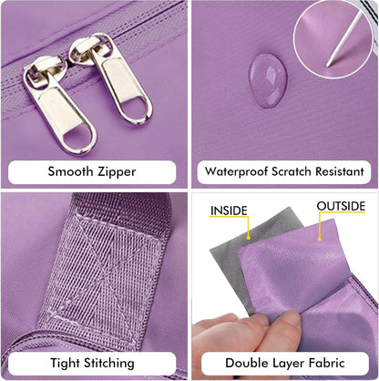 Travel Bag for Women Expandable Weekender Overnight Bag Carry on Sports Tote Gym Bag Waterproof Foldable Duffel Bag (Purple)