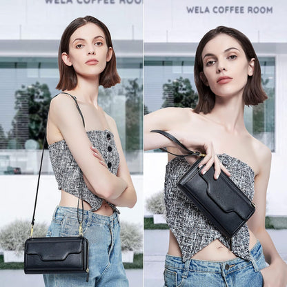 Small Purse for Women, RFID Blocking Wristlet Wallet, Crossbody Clutch with Cell Phone Pocket