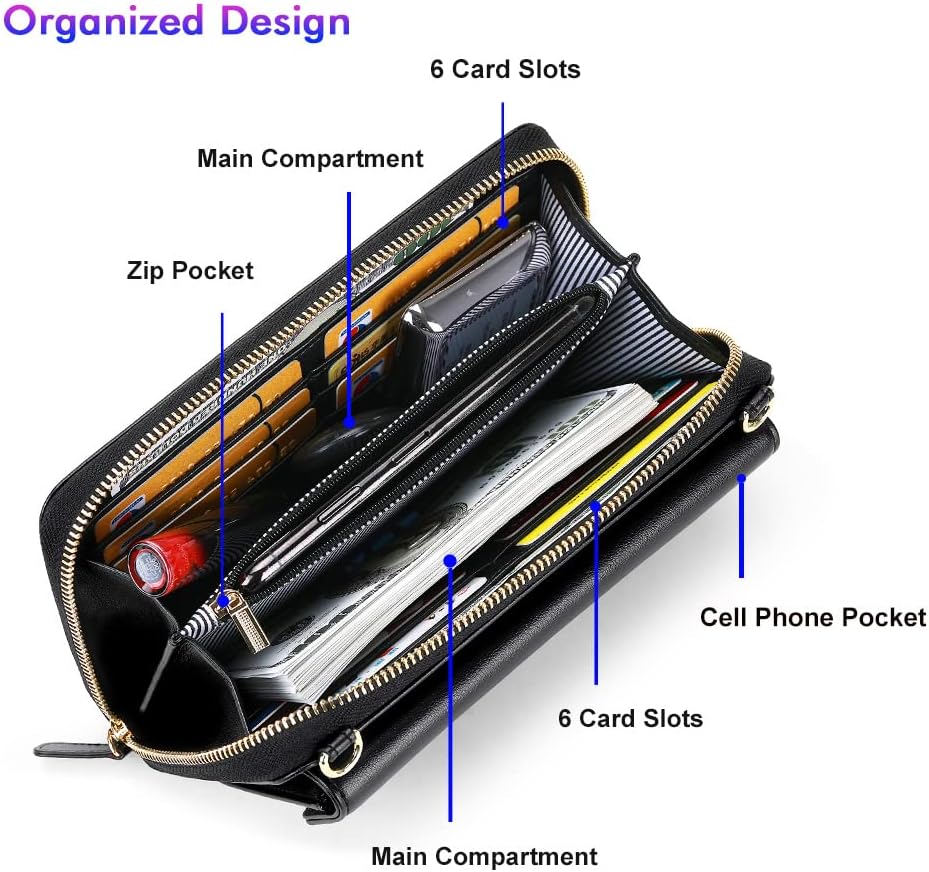 Small Purse for Women, RFID Blocking Wristlet Wallet, Crossbody Clutch with Cell Phone Pocket