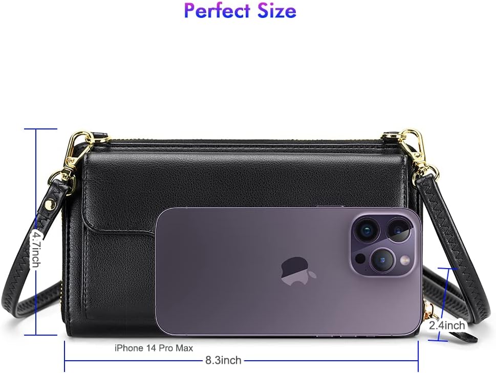 Small Purse for Women, RFID Blocking Wristlet Wallet, Crossbody Clutch with Cell Phone Pocket