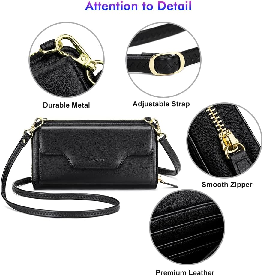 Small Purse for Women, RFID Blocking Wristlet Wallet, Crossbody Clutch with Cell Phone Pocket