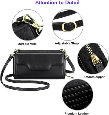 Small Purse for Women, RFID Blocking Wristlet Wallet, Crossbody Clutch with Cell Phone Pocket