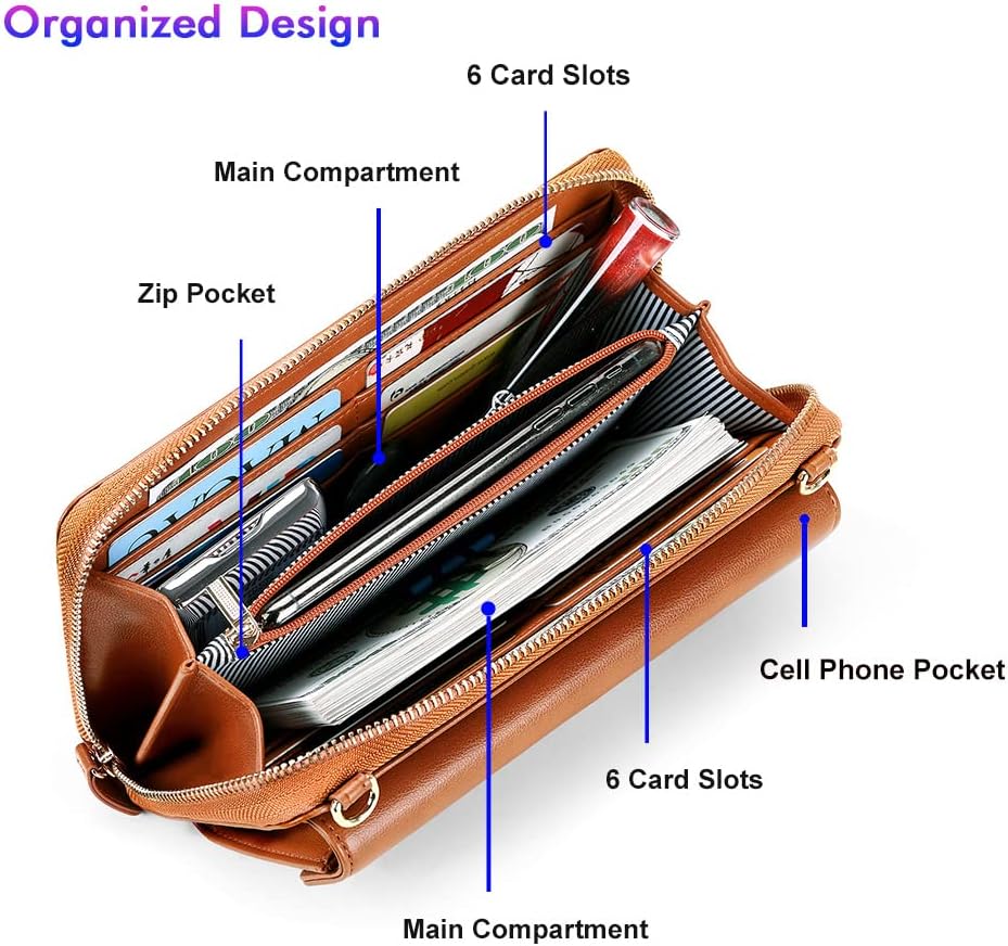 Small Purse for Women, RFID Blocking Wristlet Wallet, Crossbody Clutch with Cell Phone Pocket