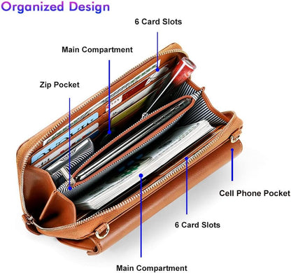 Small Purse for Women, RFID Blocking Wristlet Wallet, Crossbody Clutch with Cell Phone Pocket