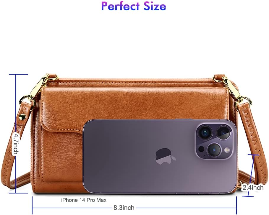 Small Purse for Women, RFID Blocking Wristlet Wallet, Crossbody Clutch with Cell Phone Pocket