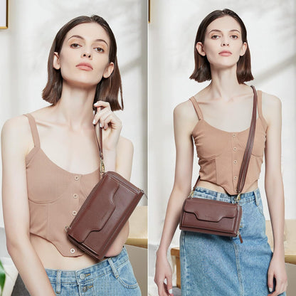 Small Purse for Women, RFID Blocking Wristlet Wallet, Crossbody Clutch with Cell Phone Pocket