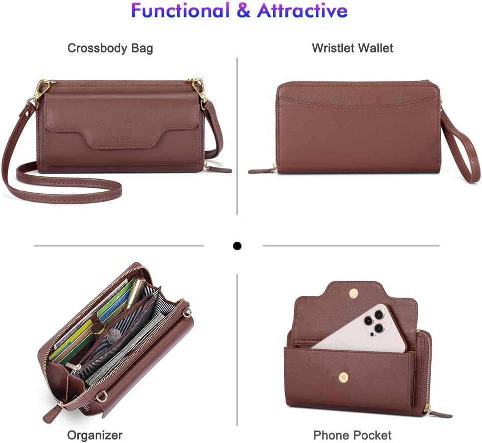 Small Purse for Women, RFID Blocking Wristlet Wallet, Crossbody Clutch with Cell Phone Pocket