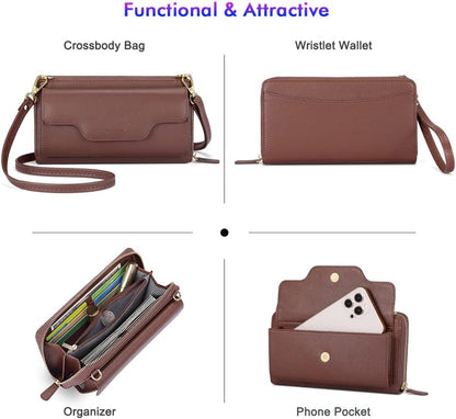 Small Purse for Women, RFID Blocking Wristlet Wallet, Crossbody Clutch with Cell Phone Pocket