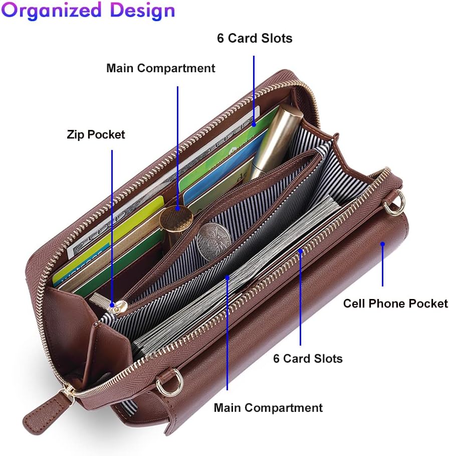 Small Purse for Women, RFID Blocking Wristlet Wallet, Crossbody Clutch with Cell Phone Pocket