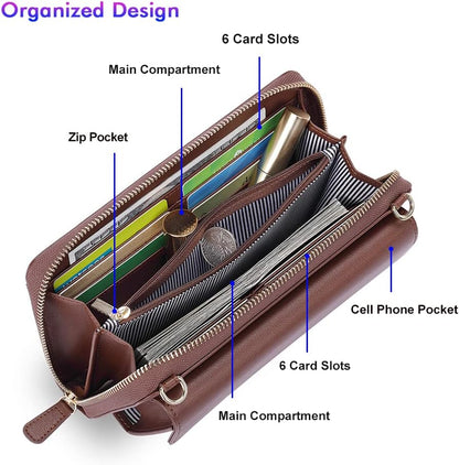 Small Purse for Women, RFID Blocking Wristlet Wallet, Crossbody Clutch with Cell Phone Pocket