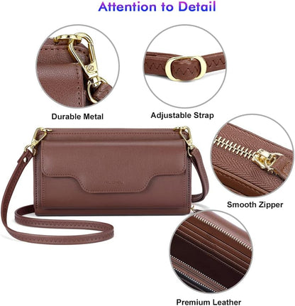 Small Purse for Women, RFID Blocking Wristlet Wallet, Crossbody Clutch with Cell Phone Pocket
